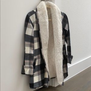 Plaid Sherpa Cardigan Abercrombie